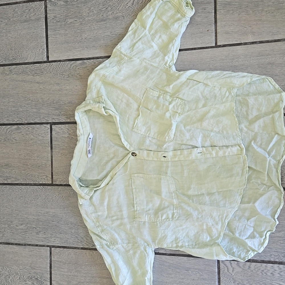 Mint Geeen Zara Crop Medium-linen Blend z3